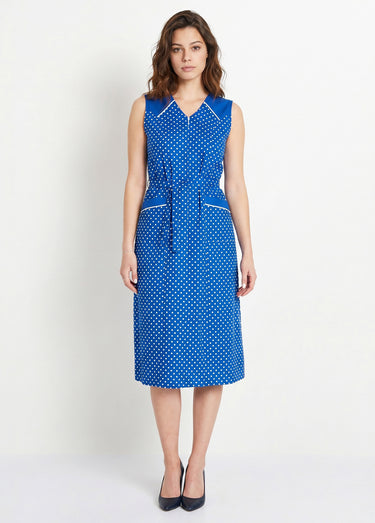 Tablier zippé sans manches carreaux vichy Bleu