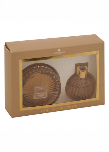 Coffret Senteur : bougie + diffuseur Marron