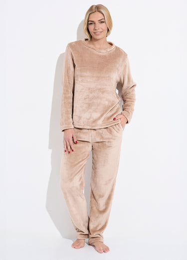 Pyjama doux et chaud en polaire Taupe