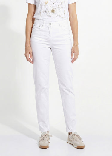 Pantalon droit coton stretch 5 poches Blanc