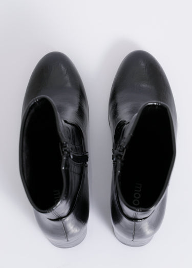 Bottines à talon en simili aspect plissé Noir