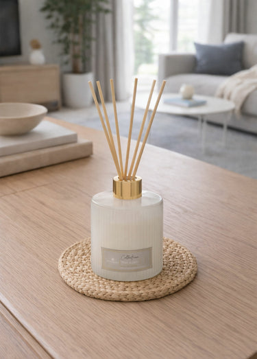 Diffuseur de parfum Albie, verre strié Blanc
