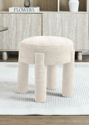 Tabouret en maille chenille et bois 1B Beige