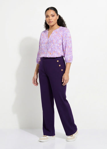 Tunique ample longue imprimée manches 3/4 Imprime Violet