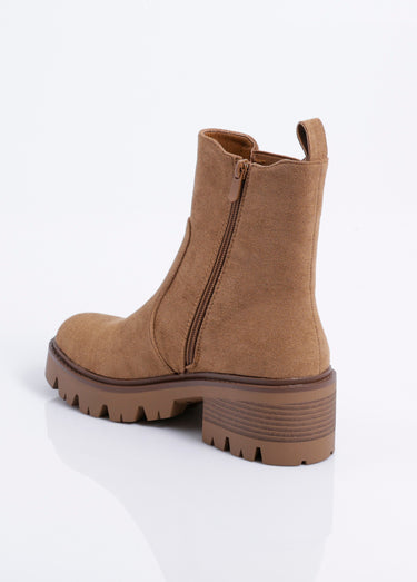 Boots style creepers avec détail léopard Camel