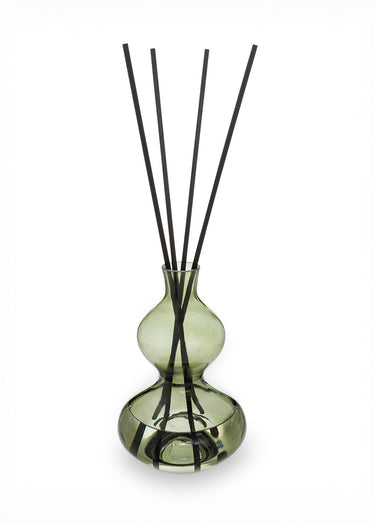 Diffuseur verre coloré + batonnets bois Santal