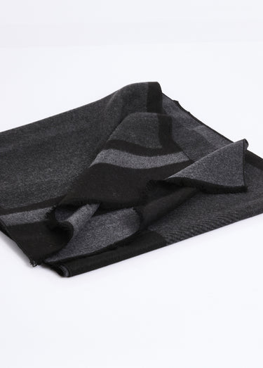 Echarpe motifs bicolores petites franges Noir