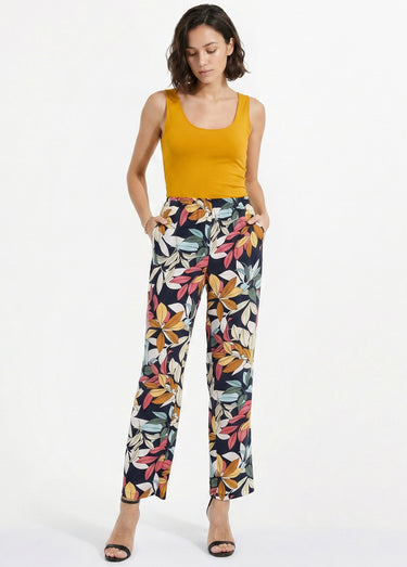 Pantalon imprimé taille élastiquée Fond Marine