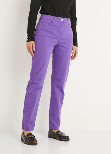 Pantalon droit 5 poches coton stretch Violet