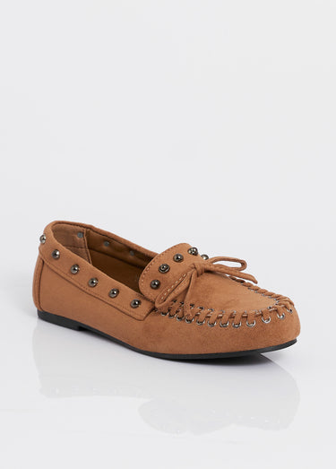 Mocassins dessus suédine clous fantaisie Camel