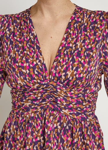 Robe courtes en voile imprimé arty Violet imprimé