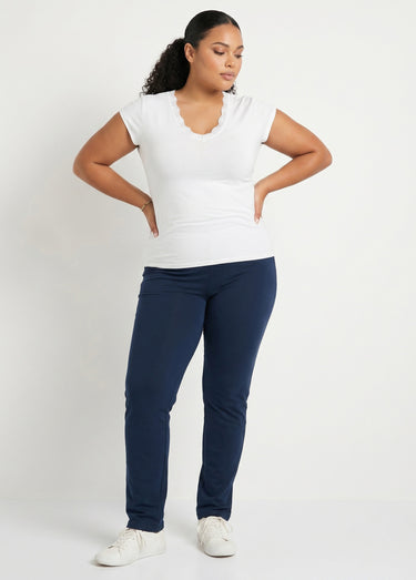 Legging coton stretch taille élastiquée Marine
