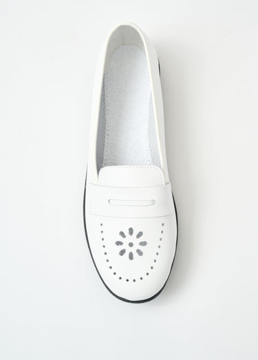 Mocassins cuir grande largeur Blanc