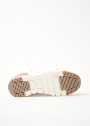 Baskets largeur confort cuir bicolore Orange/Blanc