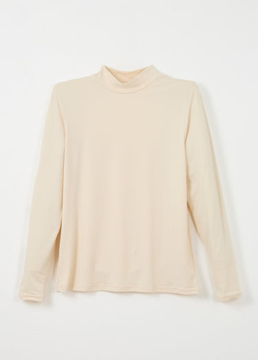 T-shirt doux col montant manches longues Ecru