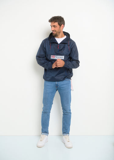 Coupe vent homme demi zip à capuche Marine