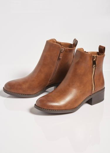 Boots à talon avec double zip Camel