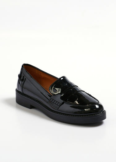 Mocassins plats vernis monochromes Vernis Noir