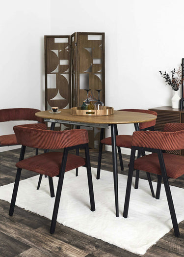 Fauteuils minimalistes velours cotelé 1T Terracotta / Noir