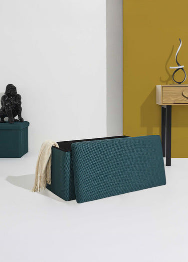 Banc coffre pliable design en mesh ATOME Bleu