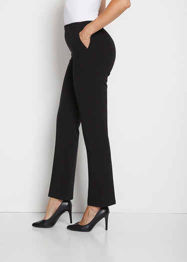 Pantalon droit taille semi-élastiquée Noir