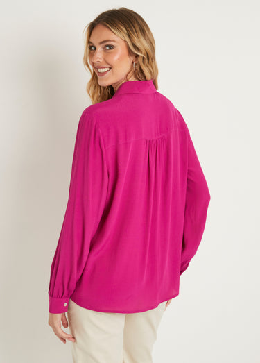 Chemisier boutonné long imprimé zébré Rose