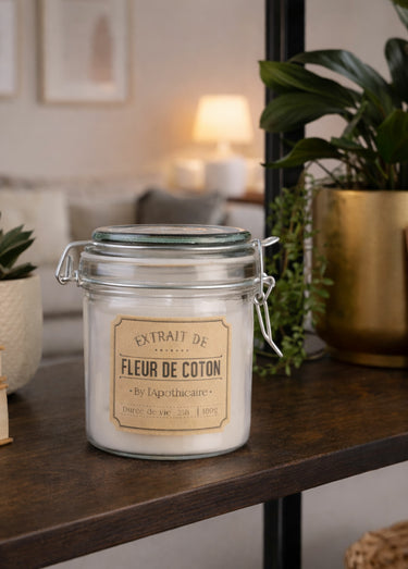 Bougie parfumée bocal verre teinté Blanc