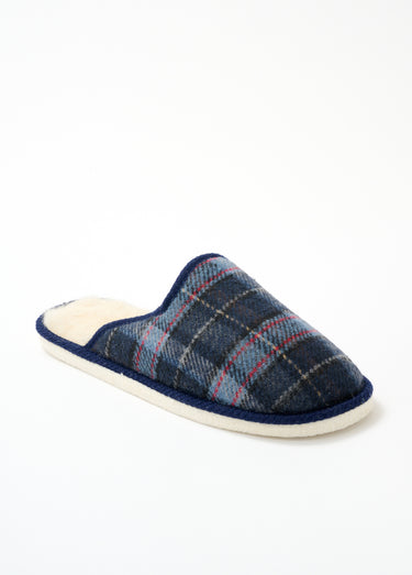Chaussons mules mixtes tissu écossais Ecossais Bleu
