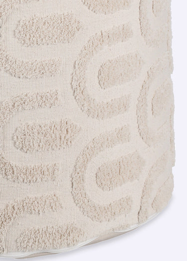 Pouf rond, formes organiques bouclette Beige