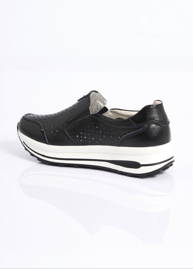 Baskets perforées compensées sportswear Noir