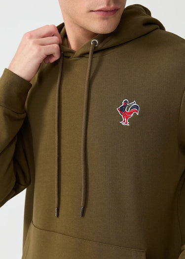 Sweat shirt kangourou à capuche, brodé Kaki