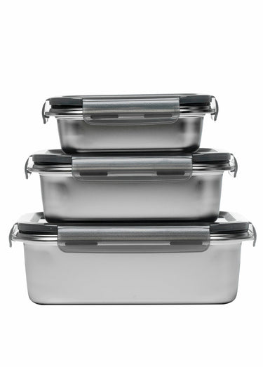 3 boites rectangulaires inox Argent