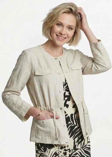 Veste saharienne sans col manches longues Sable