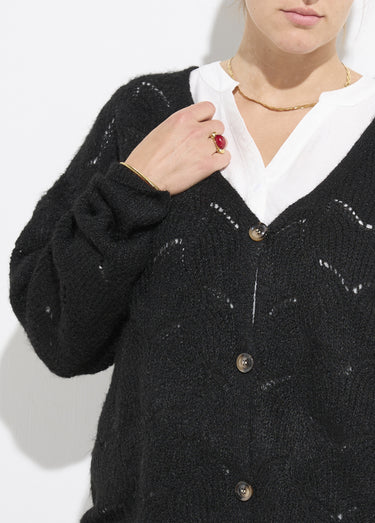 Gilet chaud maille mousseuse avec laine Noir