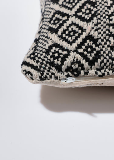 Housse de coussin tissée 30x50cm, Kilim Beige/Noir