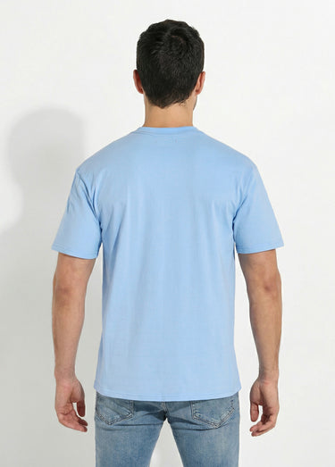 T-shirt pur coton avec col rond, Essentiel Bleu Clair