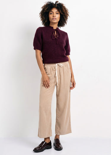 Pantalon élastique velours grosses cotes Beige