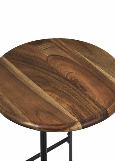 Tabouret de bar assise en bois d'acacia Marron/Noir