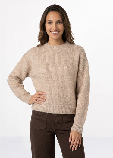 Pull col rond manches longues avec laine Beige