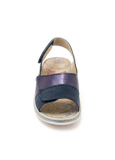 Sandales cuir confortables, extra large Marine