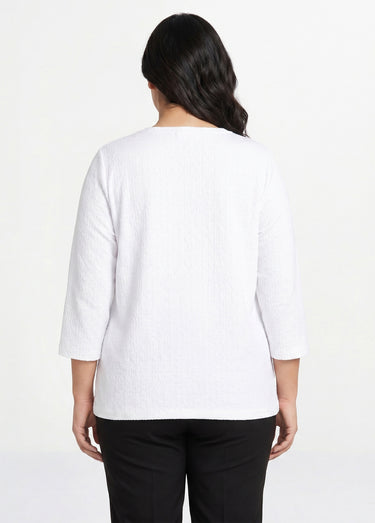 Veste ras de cou manches 3/4 Blanc