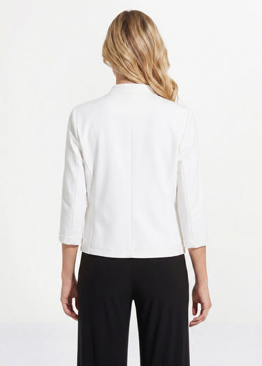 Veste unie courte smocking manches 3/4 Blanc
