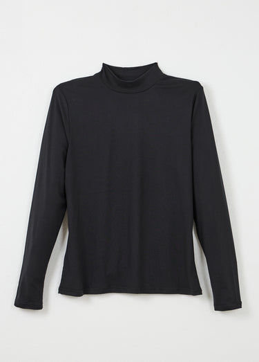 T-shirt doux col montant manches longues Noir
