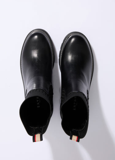 Boots crantées hautes façon chaussettes Noir