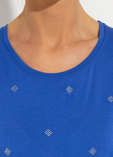 T-shirt strass manches courtes Bleu