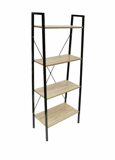 Etagère design large métal foncé et bois Beige/Noir