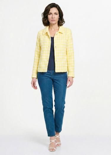 Veste pied de poule courte Jaune/Blanc