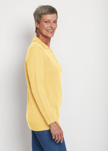 Pull col polo maille épaisse Vanille