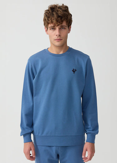 Sweat shirt en molleton avec col rond Indigo