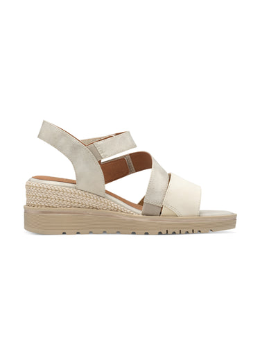 Sandales compensées brides scratchées Beige